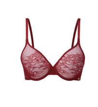 Load image into Gallery viewer, Glossies Lace Sheer Moulded Bra 13001 - Bordeaux and Jade (Fashion)