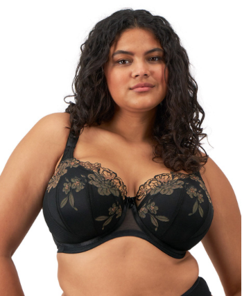 Teagan EL302615 Padded Half Cup Bra - Black/Almond